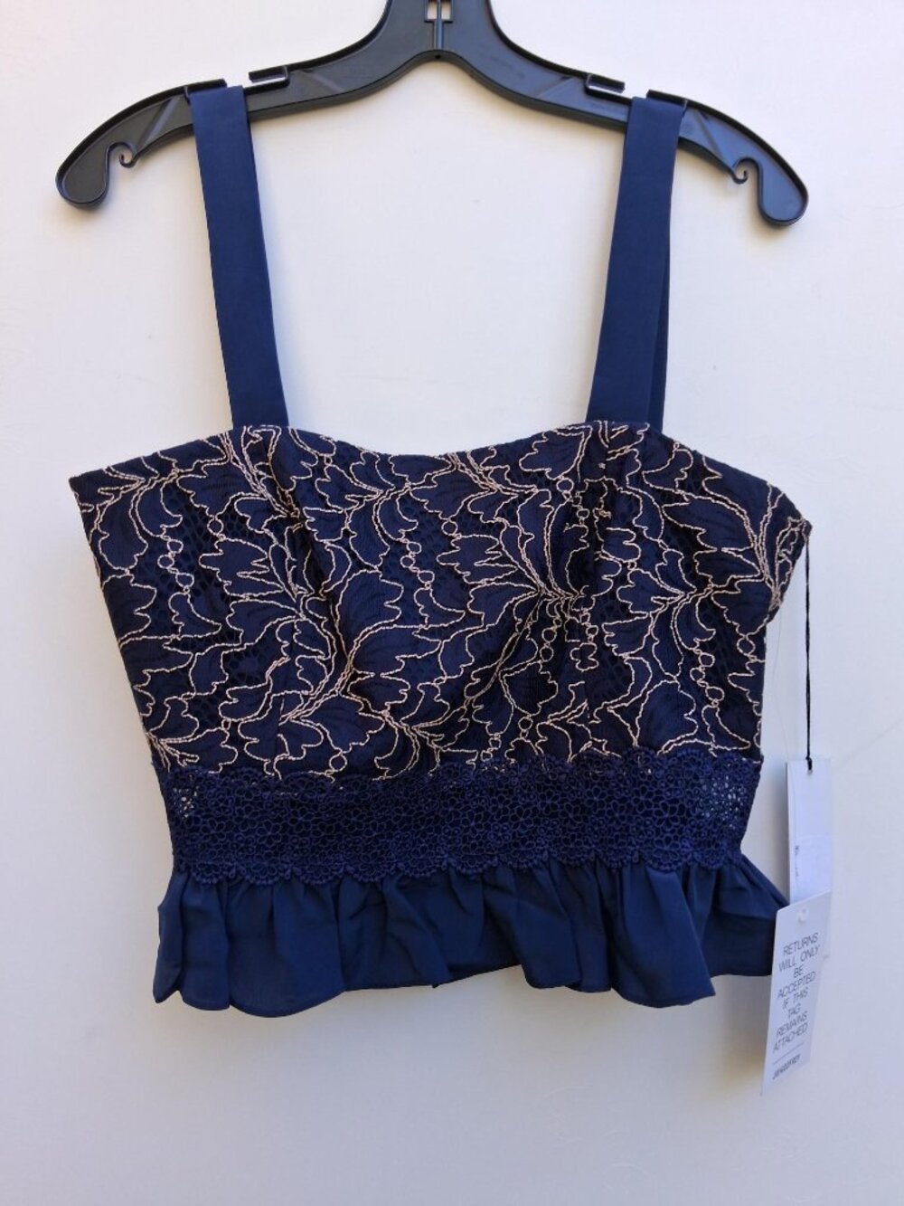 Jay Godfrey cocktail/party lace dress top part, navy blue (size 6)